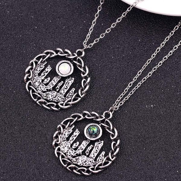 

chains wild retro viking style necklace creative design mountain pattern inlaid zircon pendant couple clavicle chain gift, Silver