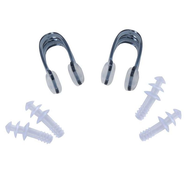 

pool & accessories 2 pcs swim swimming clear black nose clip flexible ear plugs set