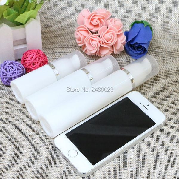 

silver line plastic refillable bottles with transparent cap empty lotion airless bottle cosmetic packaging 2pcs/lot 50ml storage & jars