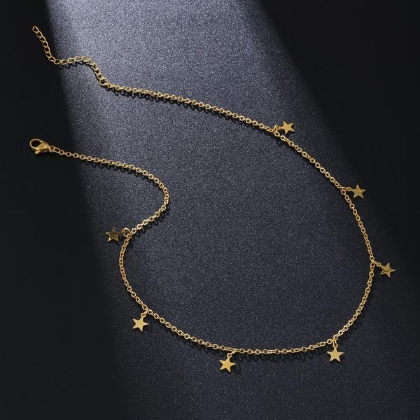 

chokers stainless steel necklace for women star gold clavicle chain choker jewelry collares, Golden;silver