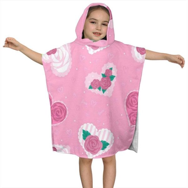 

towel rose inside heart kids hooded bath for children