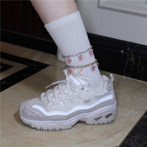 

anklets fashion bling rhinestone anklet bracelet butterfly crystal ankle chain for women jewelry pendant hands foot chains, Red;blue