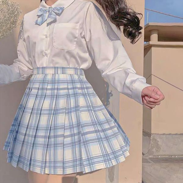 

traf summer pink blue women skirts sweet slim plaid pleated a line skirt anti burnout high waist short, Black