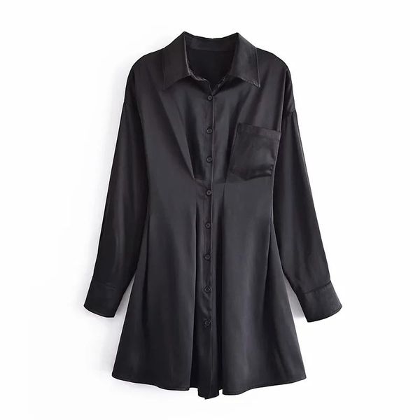 

casual dresses women dress 2021 autumn fashion black tunic shirt long sleeve ladiessingle-breasted mini midi, Black;gray