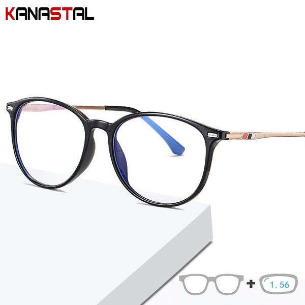 

sunglasses women's blue light blocking glasses students tr90 literary round frame eyewear office men computer precription eyeglasses1.5, White;black