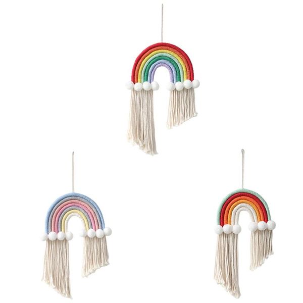 

tapestries handwoven rainbow wall hanging boho tassel macrame tapestry hair bow organizer