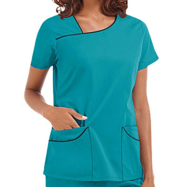 

women's blouses & shirts operating room comfortable uniform clinic clinical work clothes short sleeve skin management, White