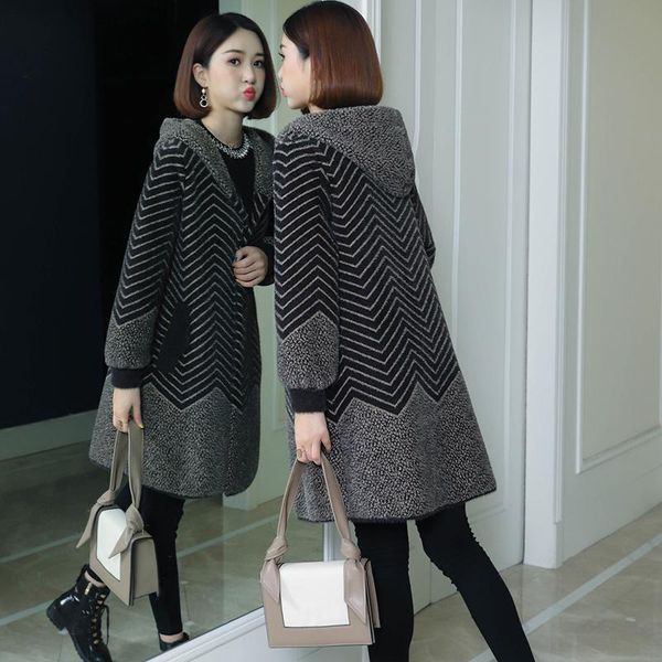 

women's fur & faux kmetram coat winter jacket women clothes 2021 mink fleece long warm coats plus size 5xl manteau femme 9902, Black