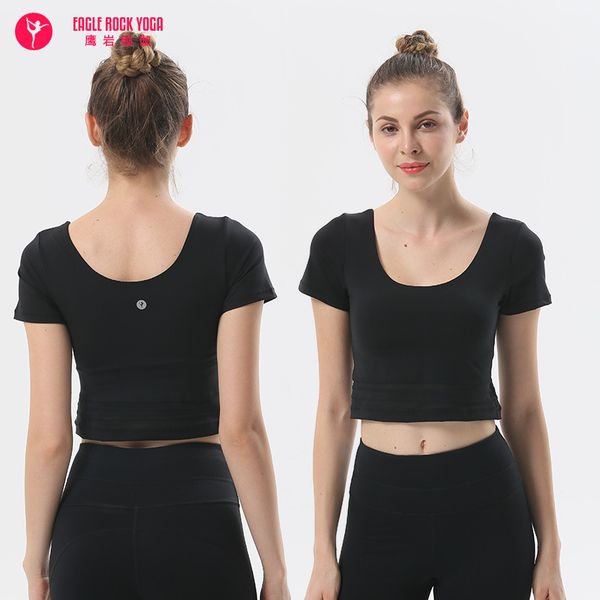 

tracksuits luxury women's yoga weart-shirt yoga mh round neck short sleeve quick drying breathable high elastic sports fitns running wi, Gray
