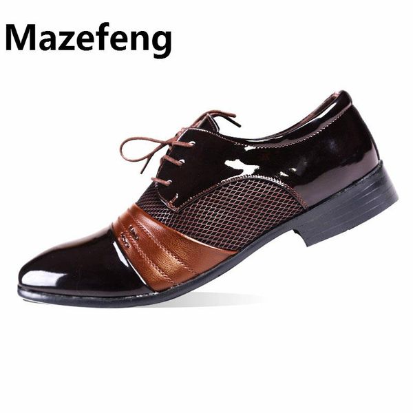 

dress shoes mazefeng arrival men's lace-up wedding for men elegant business flat formal office, Black