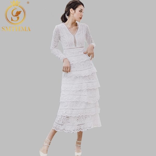 

women deep v-neck layers ruffles party long dress self portrait spring hollow out lace sleeve maxi cake 210520, Black;gray