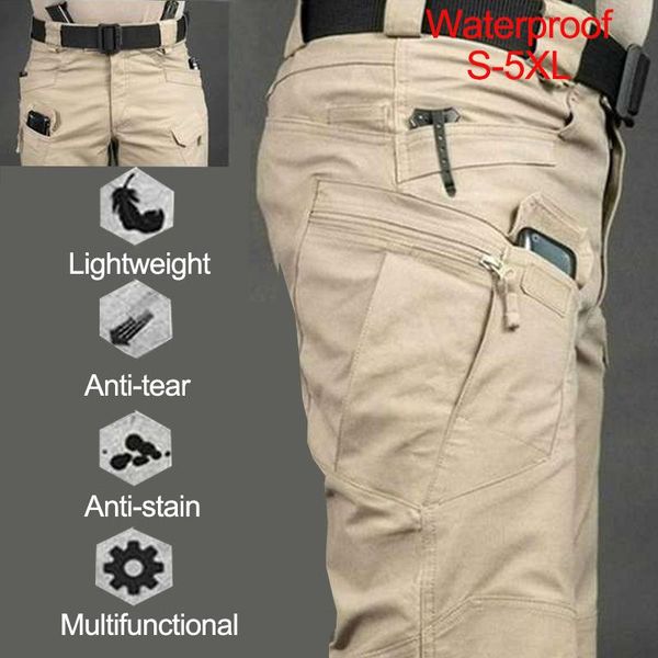 

men's pants men city military tactical casual waterproof wear resistant cargo trousers classic outdoor hiking multi pocket sweatpants, Black