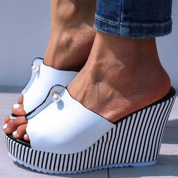 

high heels 2021 leisure summer sandal women platform mules slippers shoes, Black