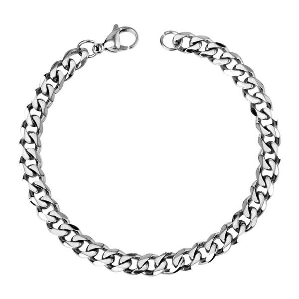 

6mm sturdy cuban link chain bracelet 316l stainless steel for men women hip hop style xl size, Black
