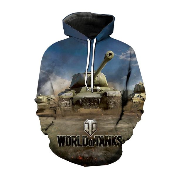 

men's hoodies & sweatshirts 2021 world of tanks 3d printing women's hooded sweatshirt fashion pullover hip hop street armor, Black