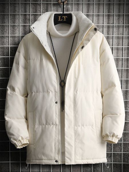 

men slant pocket zip-up puffer coat without sweater 81nw#, Black;brown