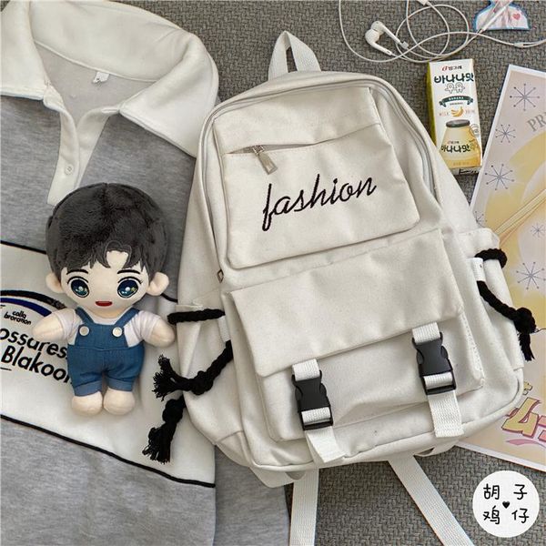 

girl student school bag korea ins port style retro tooling backpack rucksack