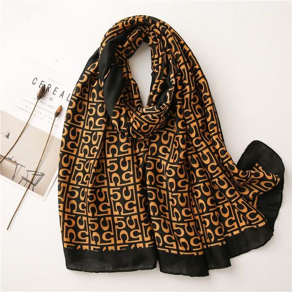 

scarves 2021 female neckerchief cotton and women sunscreen bandana 180x90cm silk scarf winter letter print shawls wraps, Blue;gray