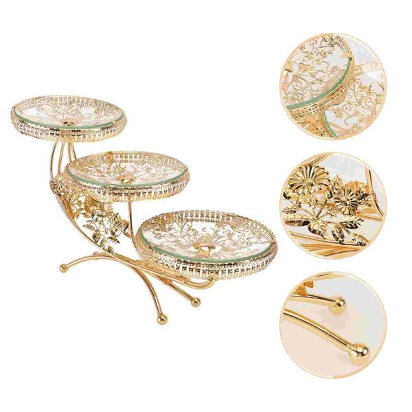 

dishes & plates 1pc european style cake display stand decorative dessert tray (golden)