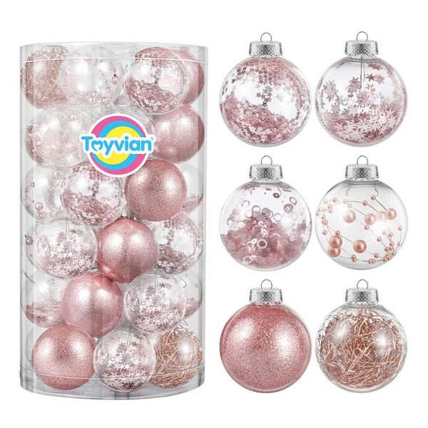

toyvian 36pcs 6cm christmas ornaments tree pendants festive adornment balls for party banquet (rose gol decoration