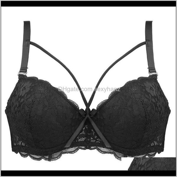 

bras womens underwear apparel drop delivery 2021 with steel support back clasp lingerie lifting lace floral cross bandage women bra deta, Red;black