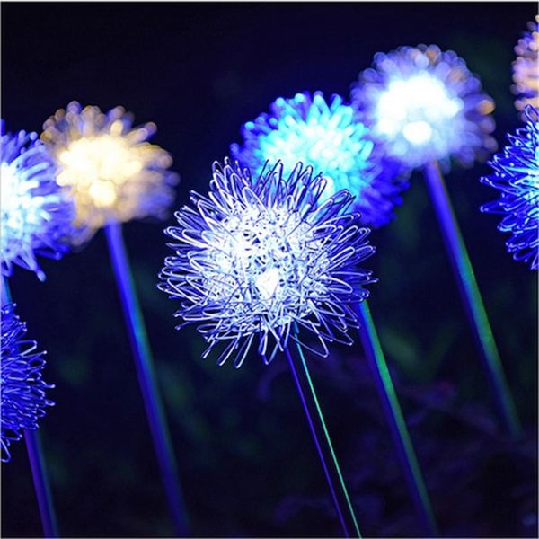 Lampada per erba a sfera in filo di alluminio per esterni ad energia solare LED per lampada da giardino per paesaggio, luce natalizia