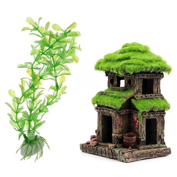 

decorations art plant 20 cm aquarium decorative water plants & resin ancient house decoration ornament cave