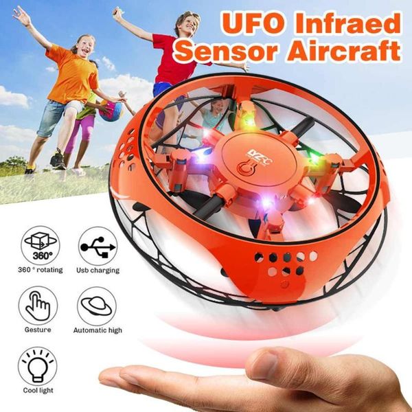 

mini flying helicopter ufo rc drone hand sensing aircraft with 6 led lights electronic quadcopter flayaball toy for kid drones