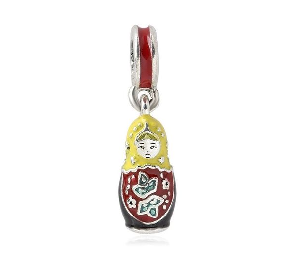 

fits pandora bracelets 20pcs matryoshka doll silver charms beads fits pandora charms bracelet necklace for jewelry making 925 sterling silve, Black