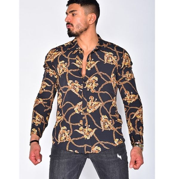 

men's casual shirts european american high-end long sleeve clothing fashion printed single-breasted cardigan 2t84, White;black