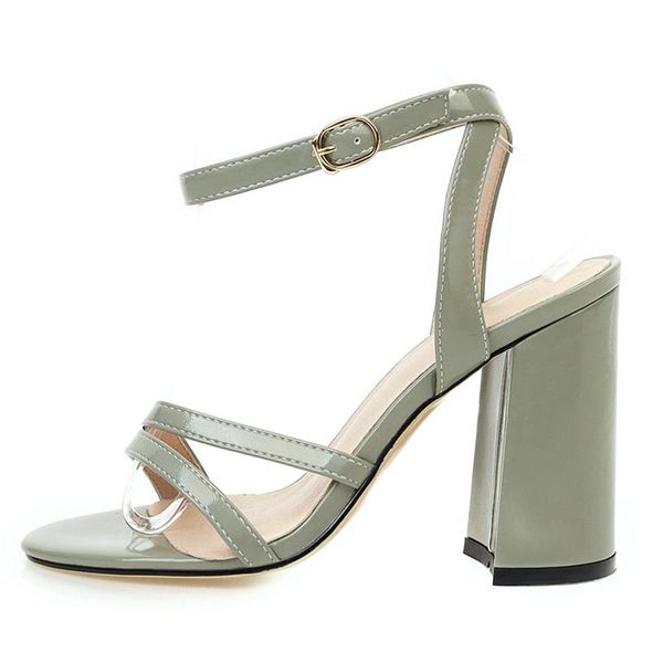 

sandals block high heels gladiator women elegant fashion female red white green party women's shoes large size, Black