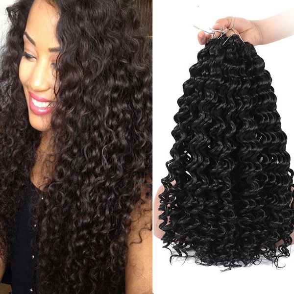 

hair chemical fiber crochet deep wave curly wig dirty braid, Black