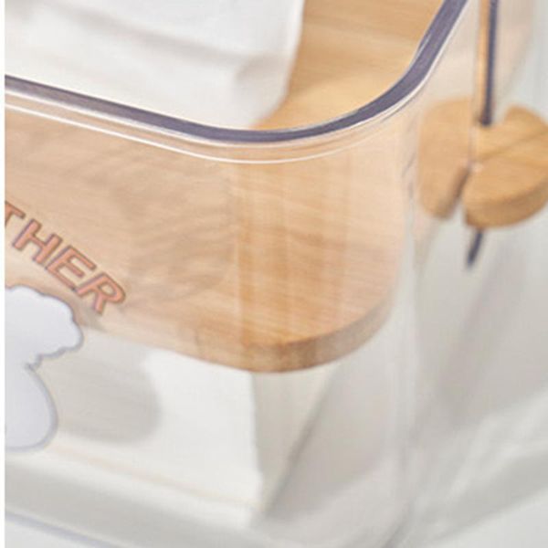

tissue boxes & napkins facial dispenser box with lifting wood lid clear square napkin organizer cartoon print home office supply js23