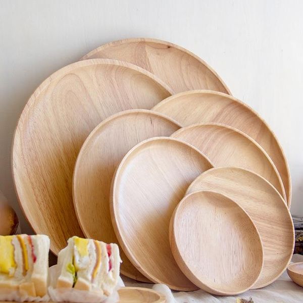 

dishes & plates rubber wood round japanese dinner plate rectangle serving tray beef steak fruit snack restaurant cutlery storage
