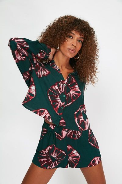 

women's two piece pants trendyol flower printed-bottom-suit, White