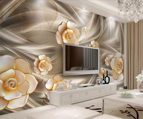 

wallpapers cjsir wallpaper mural european embossed flowers silk tv background wall 3d living room bedroom decoration po