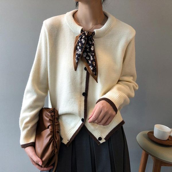 

women's knits & tees fall fashion sweater long sleeve florals scarves woman office lady high street female sweaters vintage cardigans, White
