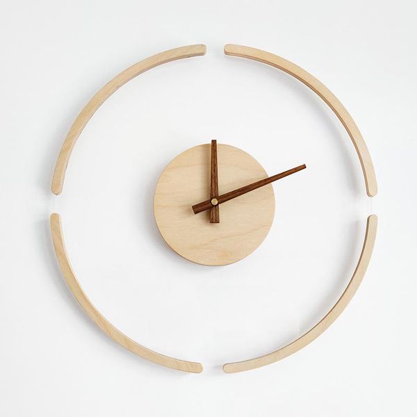 

wall clocks creative clock modern design mechanism transparent nordic wooden home decor living room mirror farmhouse