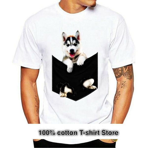 

men's t-shirts men t shirt husky dog pocket mid women t-shirt, White;black