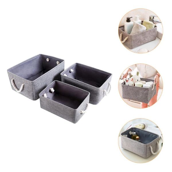 

storage baskets 1 set 3pcs foldable hoosehold sundries holders (grey)