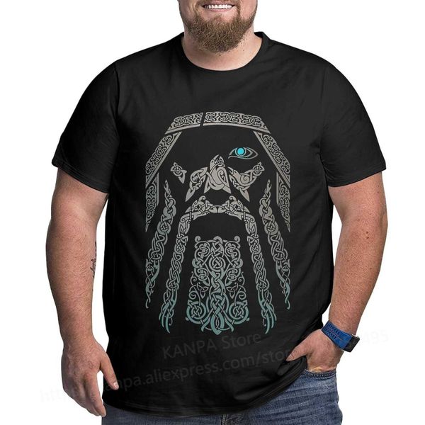 KANPA 100% Pamuk Viking Grafik T Shirt Büyük Uzun Boylu Adam Büyük Boy T-Shirt Artı Boyutu Üst Tee Erkek Gevşek Büyük Giyim 210629