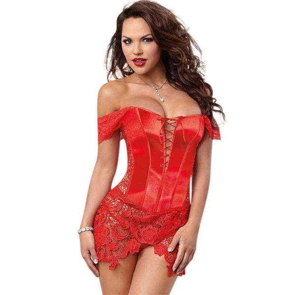 NXY sexy Set 6XL Plus Size Steampunk Korsett Kleid Frau Sexy Kunstleder Dessous Robe Bustier Schwarz Rot Braun Weiß Burlesque 1130