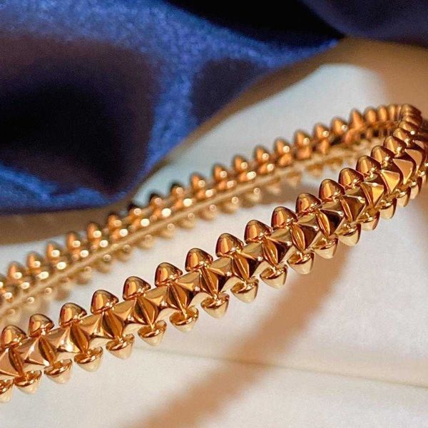 Горячий топ бренд Pure 925 Серебряные украшения стерлингов для женщин розовое золото браслет паровой панк свадебные украшения вокруг заклепка