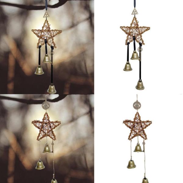 

decorative objects & figurines magic witch bell blessing bells keychain pagan energy decor five-pointed star vine rings home protection bani