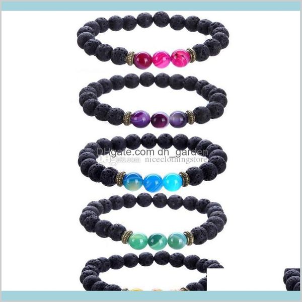 

women mens casual charm gifts volcano bracelets fashion volcanic stone jewelry essential oil diffuser f0zyn beaded strands 7bndr, Black