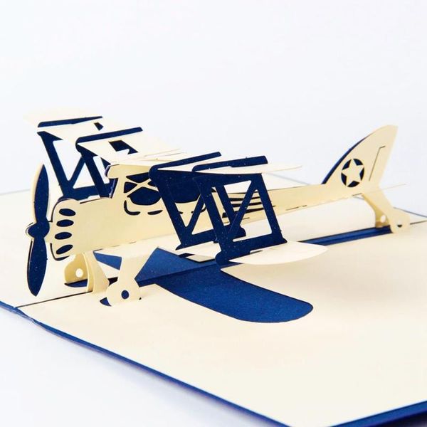 Поздравительные открытки самолеты модель 3D лазерное вырезка пустых праздников с днем ​​рождения подарки подарки пожелания пожелания оптом 4006