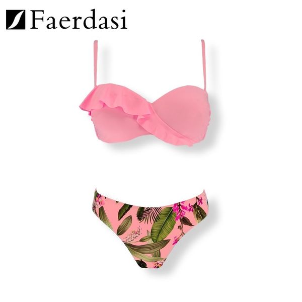 

steel faerdasi printed 2021 folding bikini hard cup split swimsuit, Red;black
