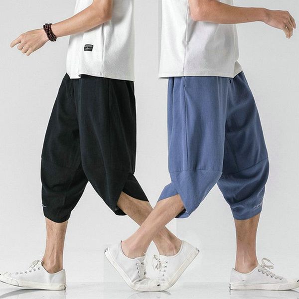 

loose mens harem pants streetwear casual cross harajuku style big size 2021 men sweatpants vintage trousers 5xl men's, Black