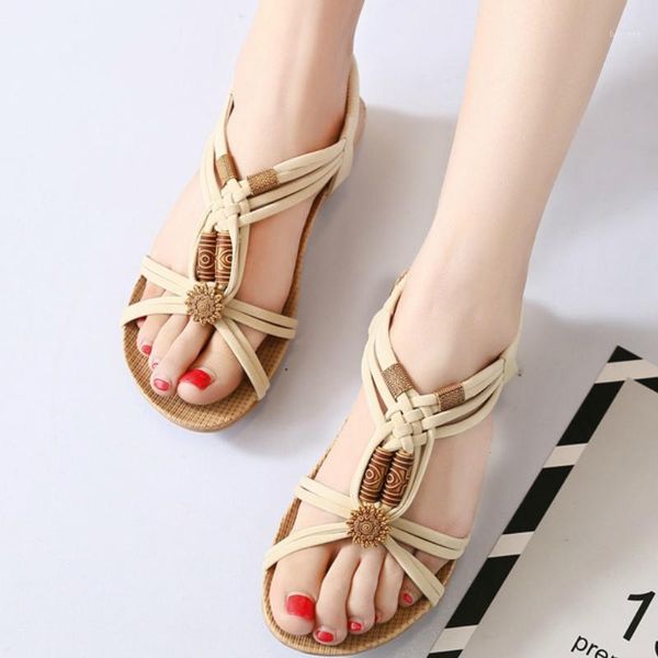 

sandals summer bohemia gladiator women ethnic flat string bead platform peep toe casual beach ladies shoes zapatos de mujer1, Black
