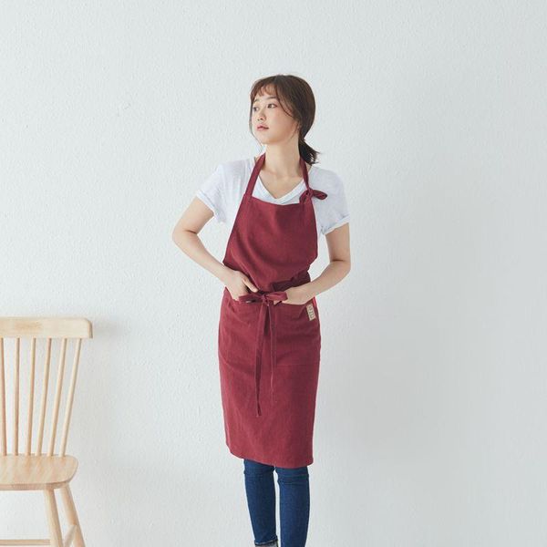

aprons cotton linen sleeveless florist coffee shop work apron kitchen for women cooking baking restaurant pinafore